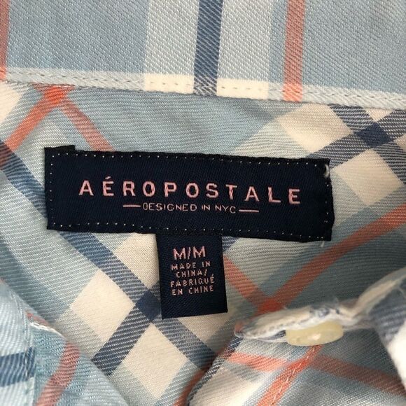Sz M Aeropostale Plaid Button Up Shirt - Picture 4 of 5